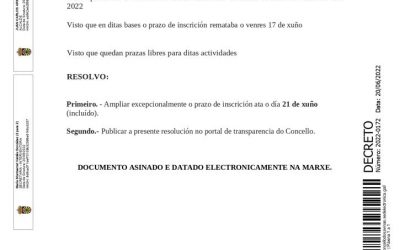 Ampliación inscrición aula de verán
